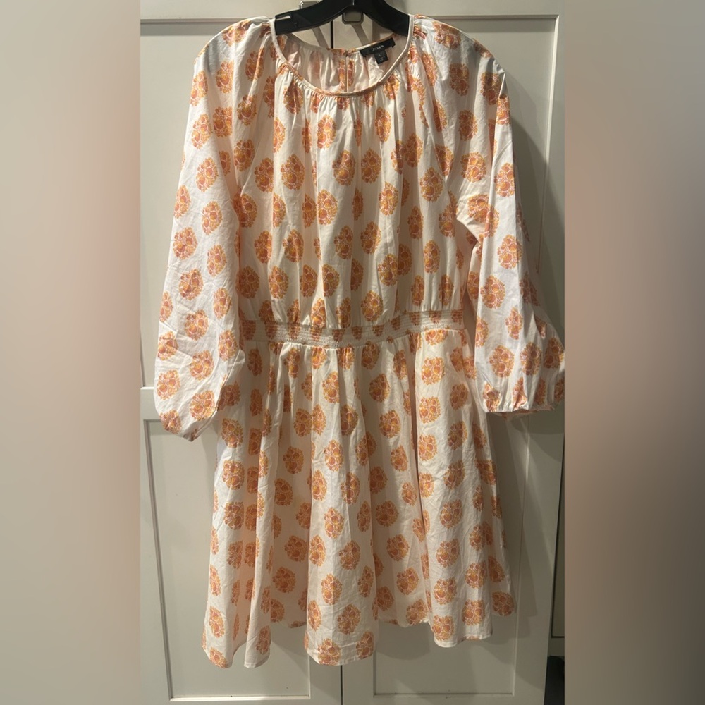 J Crew Smocked-waist mini dress with block floral print